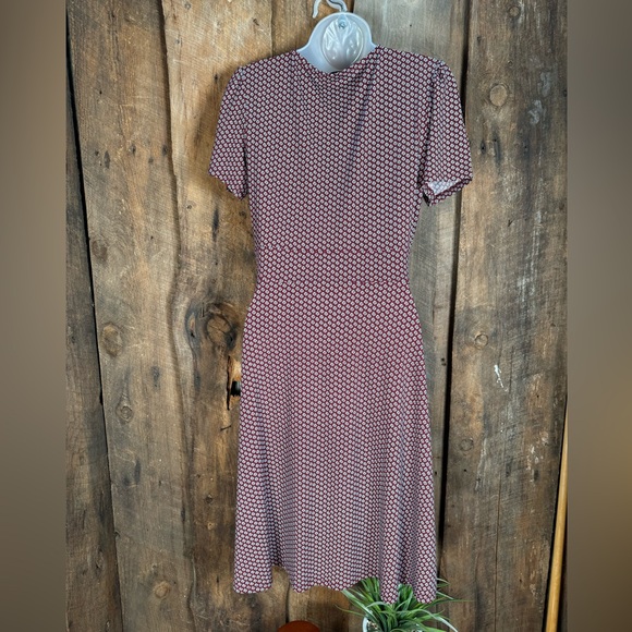 Lark & Ro Burgundy Print Fit and Flare Dress - Size 4 - Picture 5 of 10